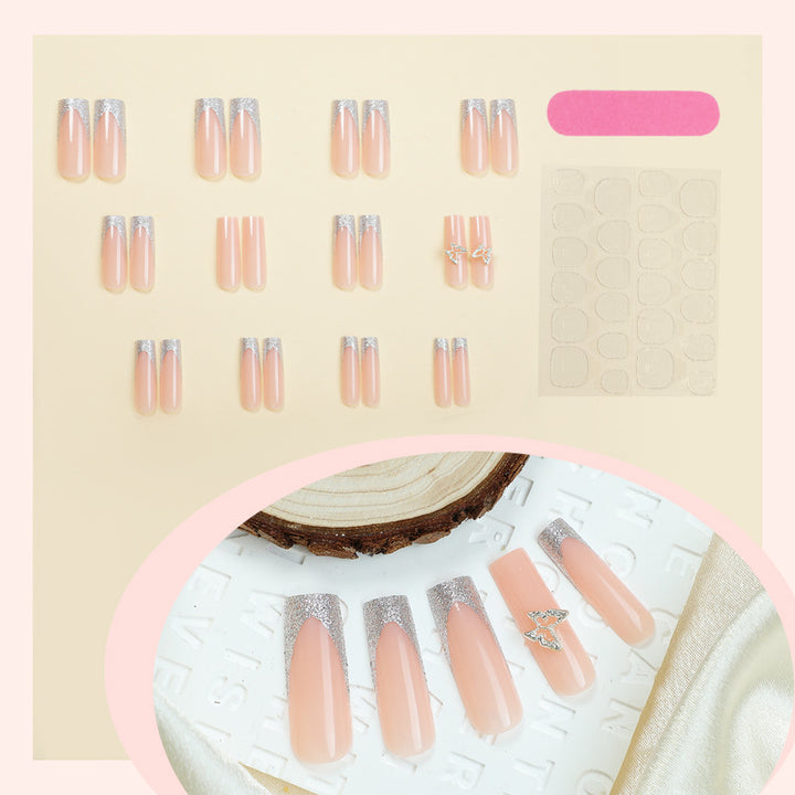 Elegant Silver Glitter Press-On Nail Set Kalsten