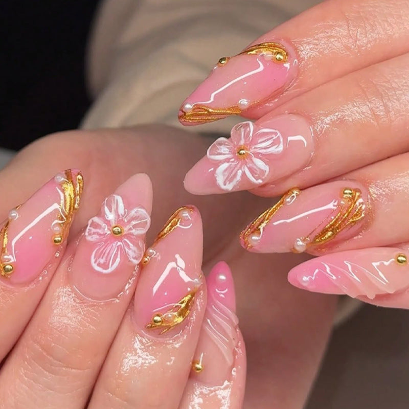 Decorative Press-On Nail Art with Floral Designs kalsten
