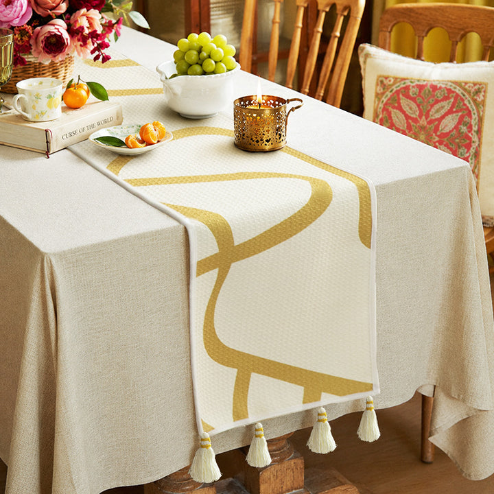 Light waffle beach towel with tassels and geometric jacquard pattern Kalsten