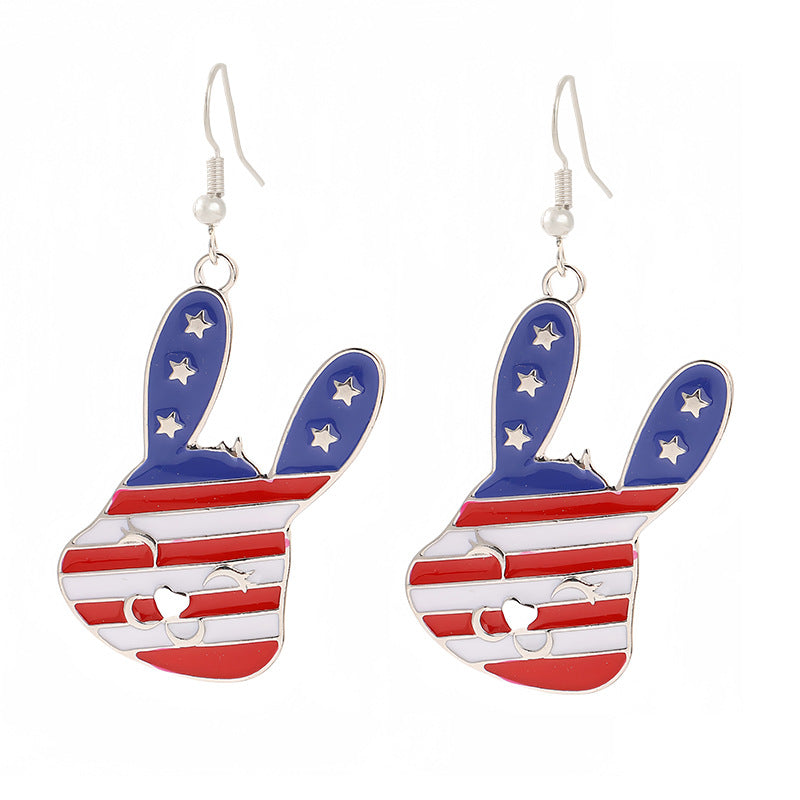 Women's nan patriotic horseshoe enamel dangle earrings with star-accented design and fishhook findings Kalsten