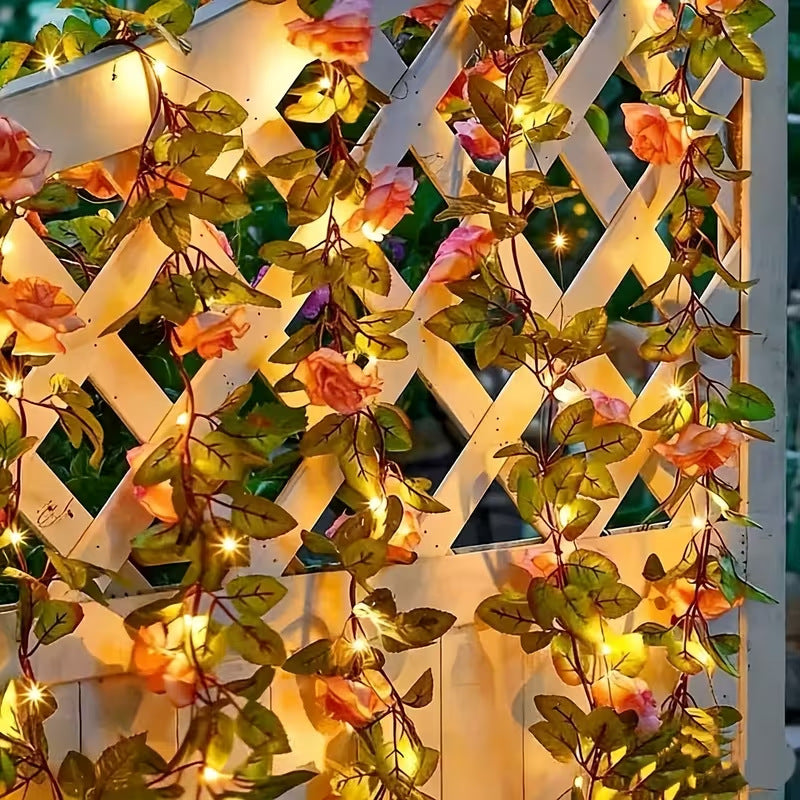 Artificial Rose Vine LED Fairy String Lights Waterproof Copper Wire Kalsten