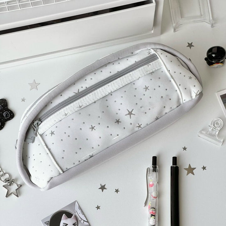 Multi-Compartment Star Pattern Pencil Case