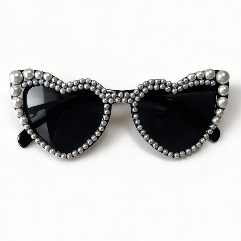 Heart-Shaped Pearl-Detail Sunglasses Kalsten