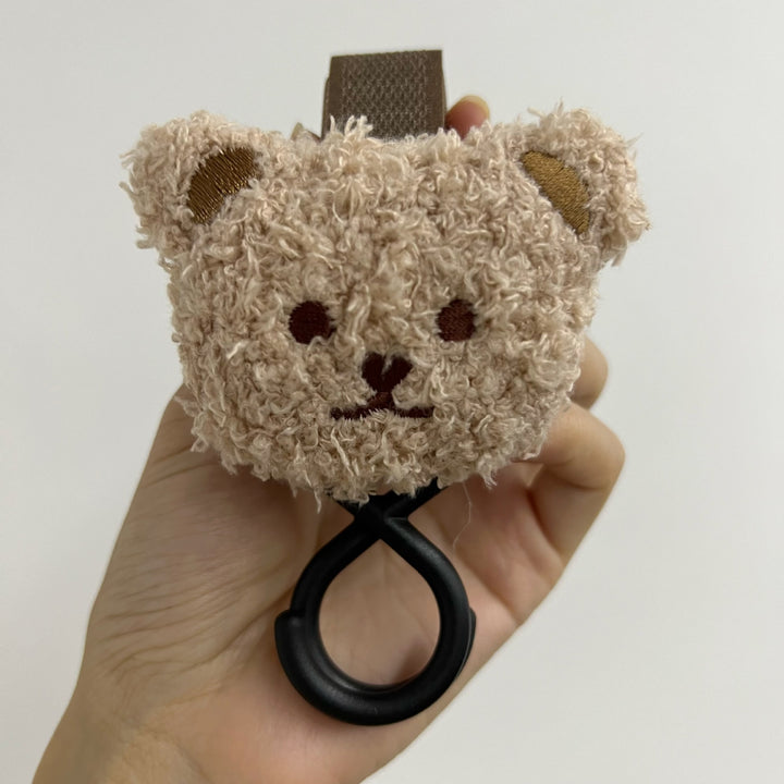 Plush Bear Stroller Hook and Clip Keychain Accessory