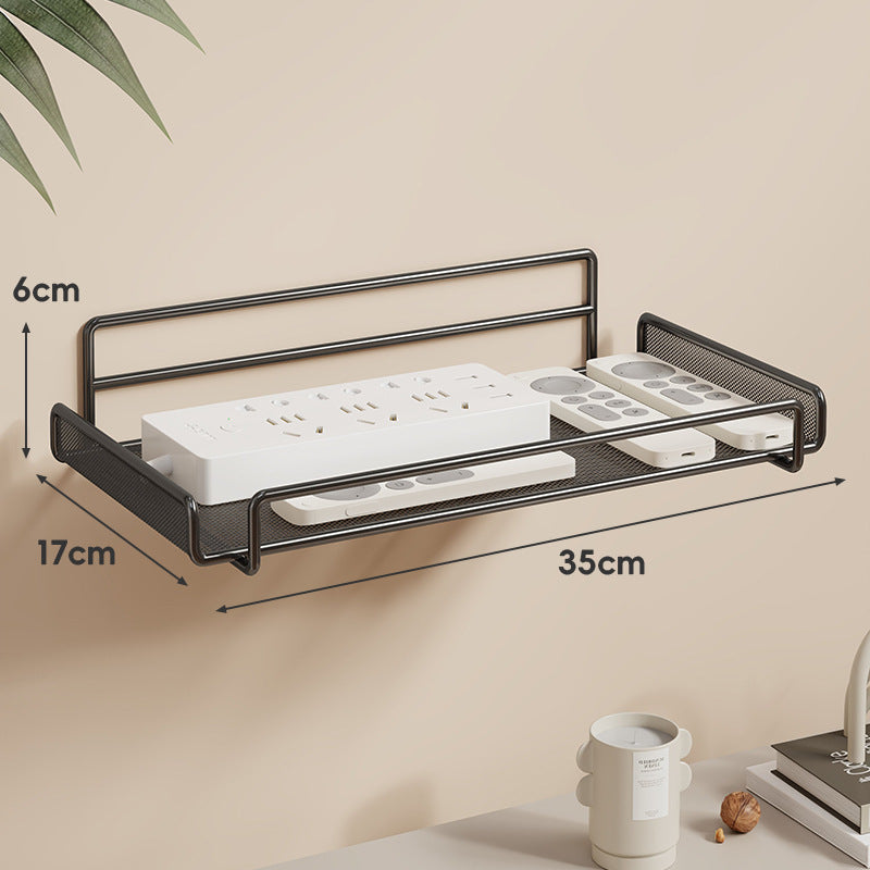 Wall-Mounted Two-Tier Ventilated Mesh Router and Power Strip Organizer