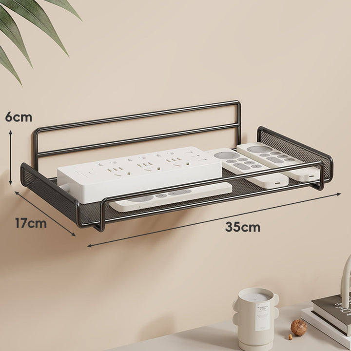 Wall-Mounted Two-Tier Ventilated Mesh Router and Power Strip Organizer