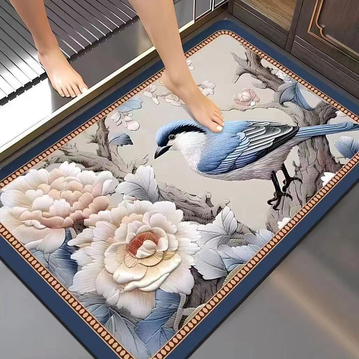 Floral-Embossed Memory Foam Bath Mat Kalsten