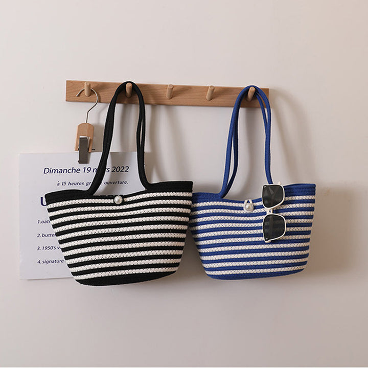 Trendy Basket Bag with Stylish Striped Pattern Kalsten