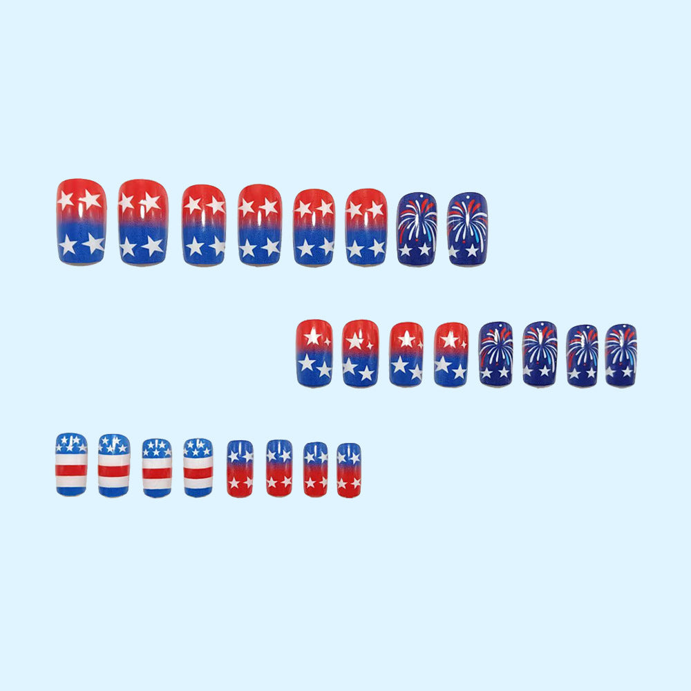 Artificial nails in patriotic star and stripe design Kalsten