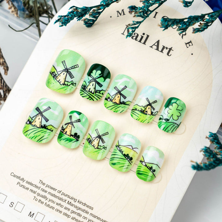 Artistic Landscape-Themed Press-On Nail Set