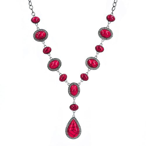 Vintage-Inspired Stone Pendant Necklace Kalsten