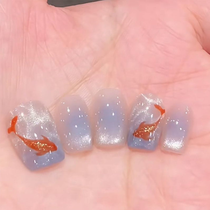 Stylish Nail Art Press-On Set with Glitter and Glossy Finish Kalsten