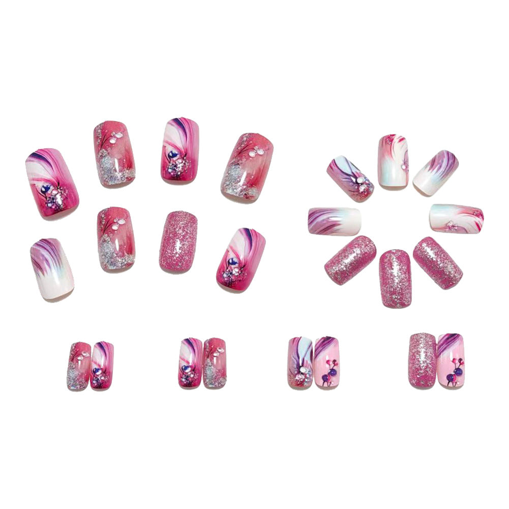 Glamorous artificial nails with filigree glitter decorations Kalsten