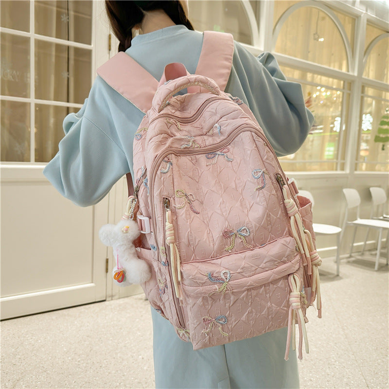 Quilted Bow-Detail Fashion Backpack Kalsten
