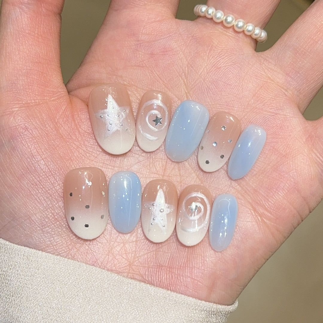 Artificial Nail Tips in Sparkling Star Design Kalsten