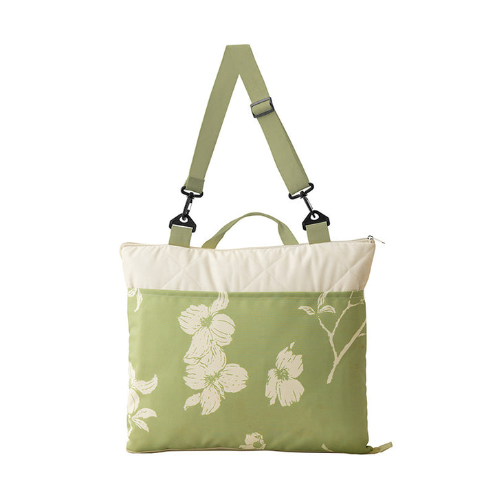 Reversible quilted shoulder bag with removable shoulder strap and floral canvas Kalsten
