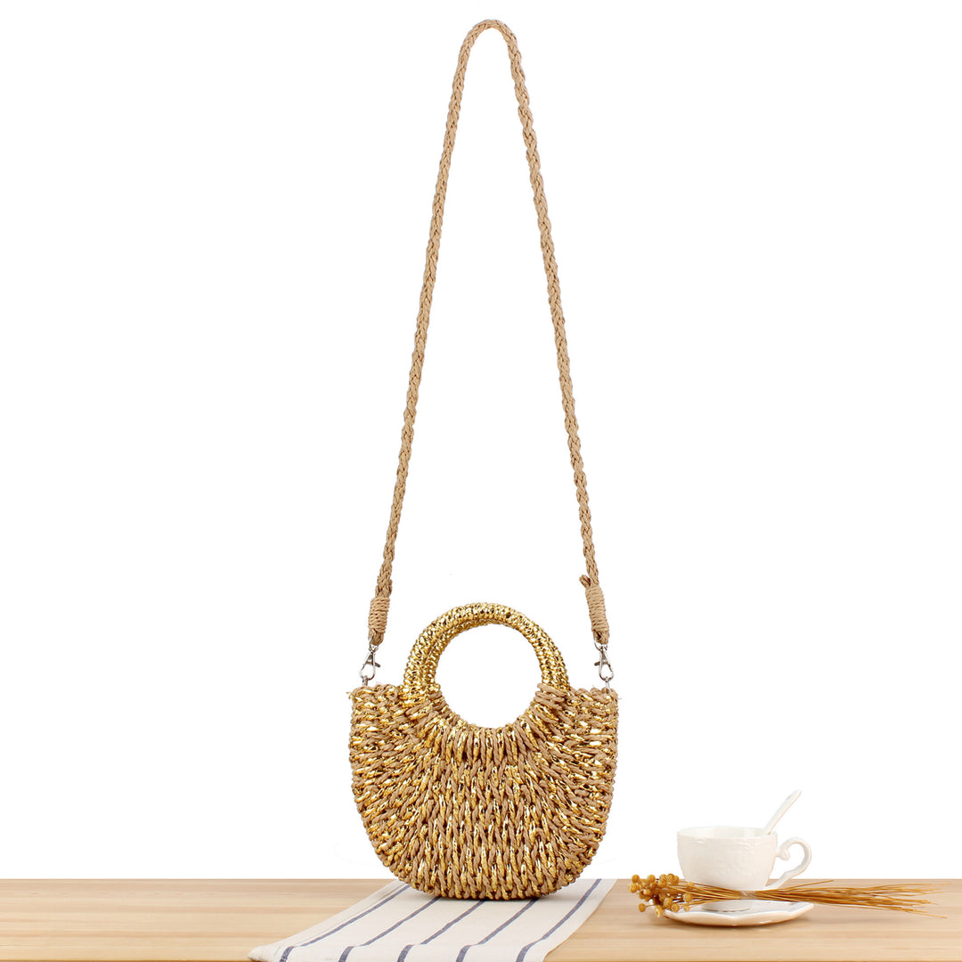 Stylish Woven Shoulder Bag with Round Handle Kalsten