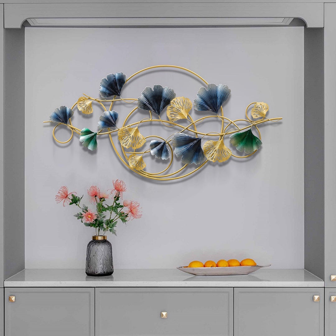 Decorative Metal Wall Art Sculpture with Ginkgo Leaf Design Kalsten