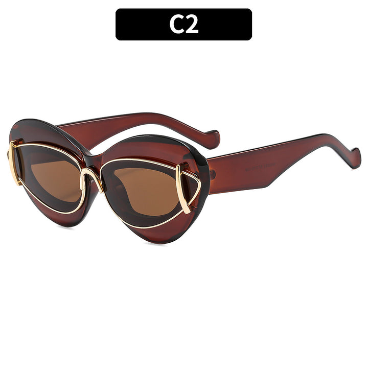 Retro-Inspired Cat-Eye Sunglasses with Unique Frame Details