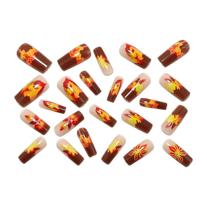 Artificial nails in elegant autumn design with leaf motifs Kalsten