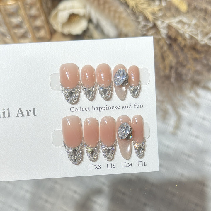 Elegant Rhinestone-Accented Press-On Nail Tips Kalsten
