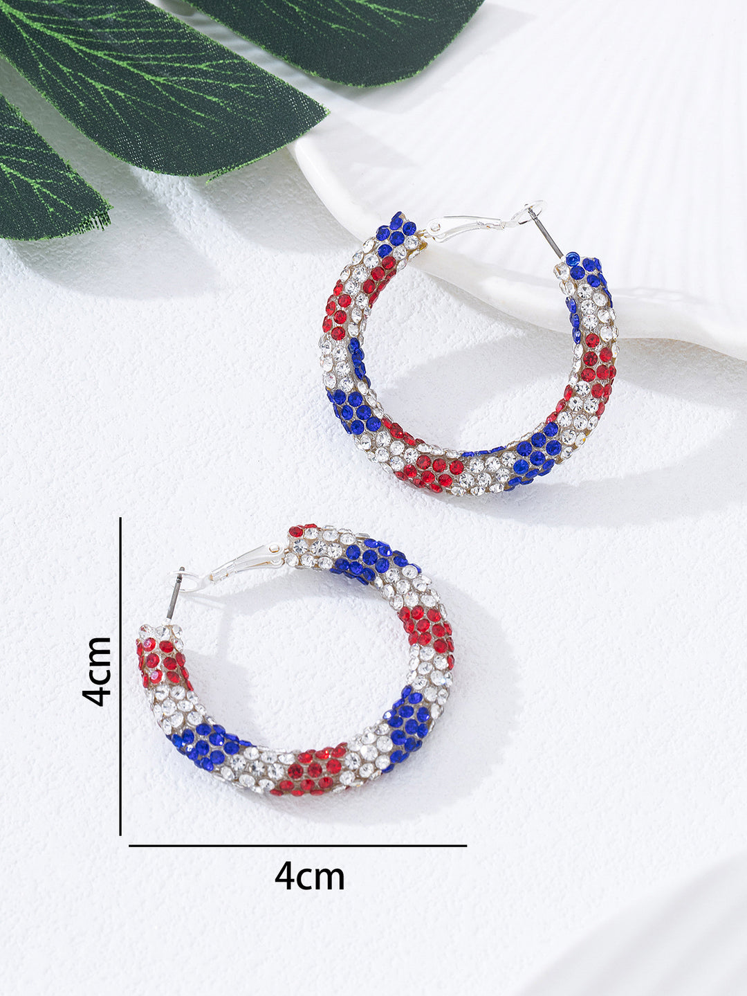 Women's nan pave rhinestone encrusted hoop earrings with secure leverback closure Kalsten