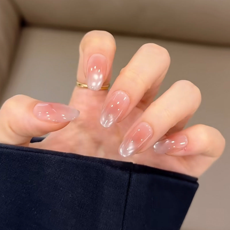 Glamorous Press-On Nail Set with Rhinestone and Glossy Finish Kalsten