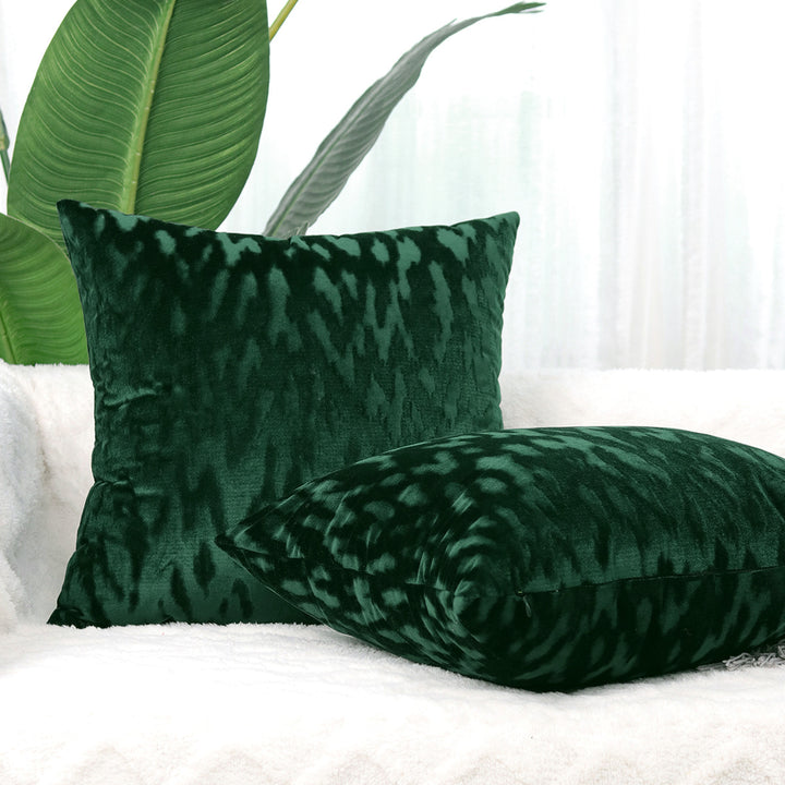 Plush Textured Velvet Square Throw Pillow Covers with Embossed Animal-Effect Jacquard