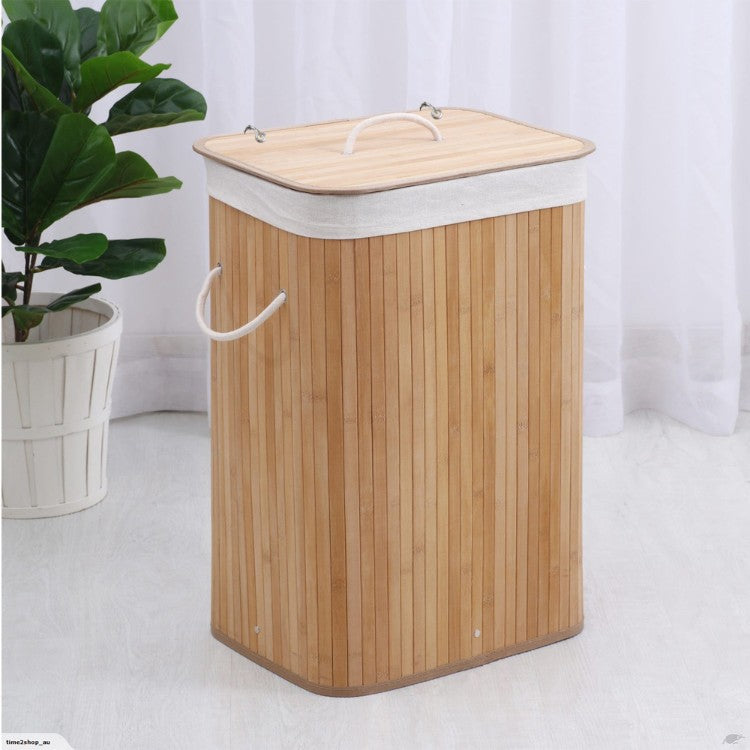 Laundry basket made of natural bamboo with removable cover Kalsten
