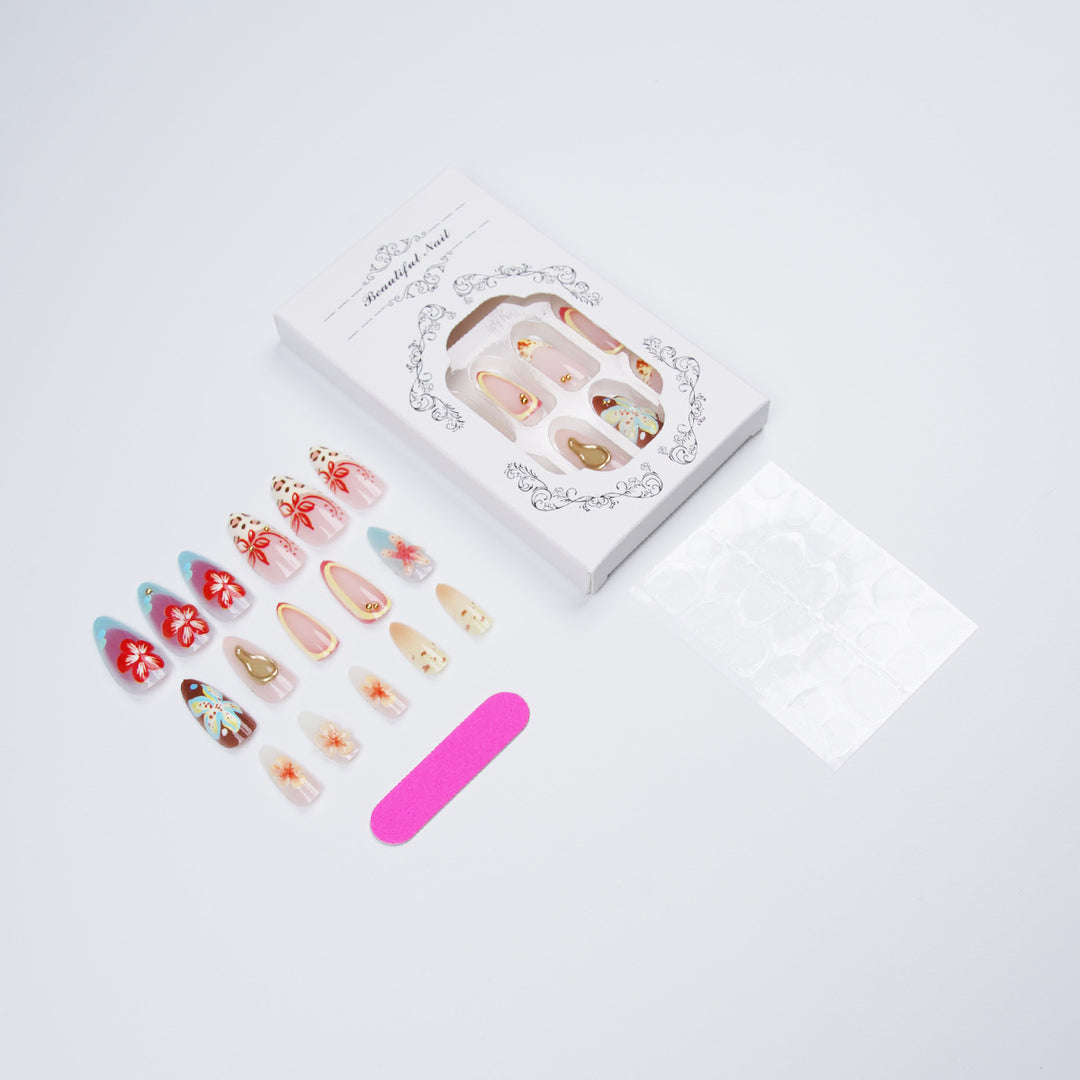 Artificial Nail Set with Floral Accents Kalsten