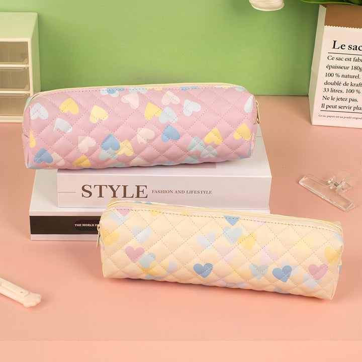 Quilted Heart Pattern Pencil Case Kalsten