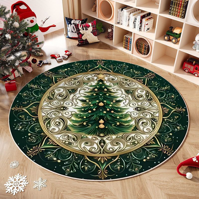 Christmas-Themed Round Area Rug Kalsten