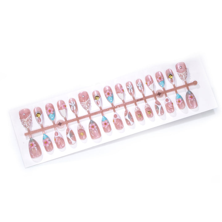 Artistic Floral Embellished Press-On Nail Art Set Kalsten
