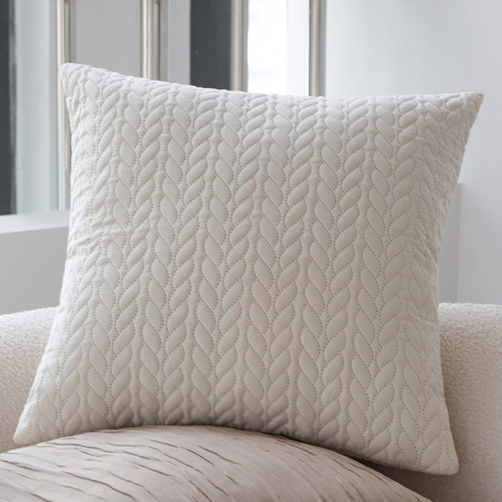 Square quilted cushion cover with cable pattern and cotton blend Kalsten