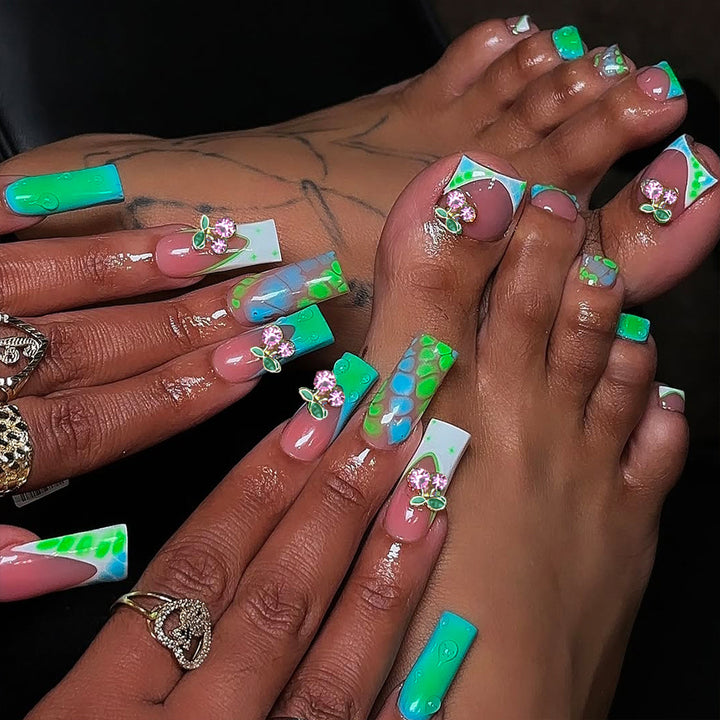 Artistic Nail Extension with Glitter Accents Kalsten