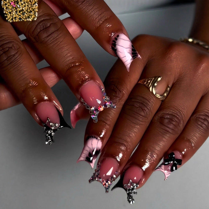 Artistic Gem-Embellished Stiletto Press-On Nails Kalsten