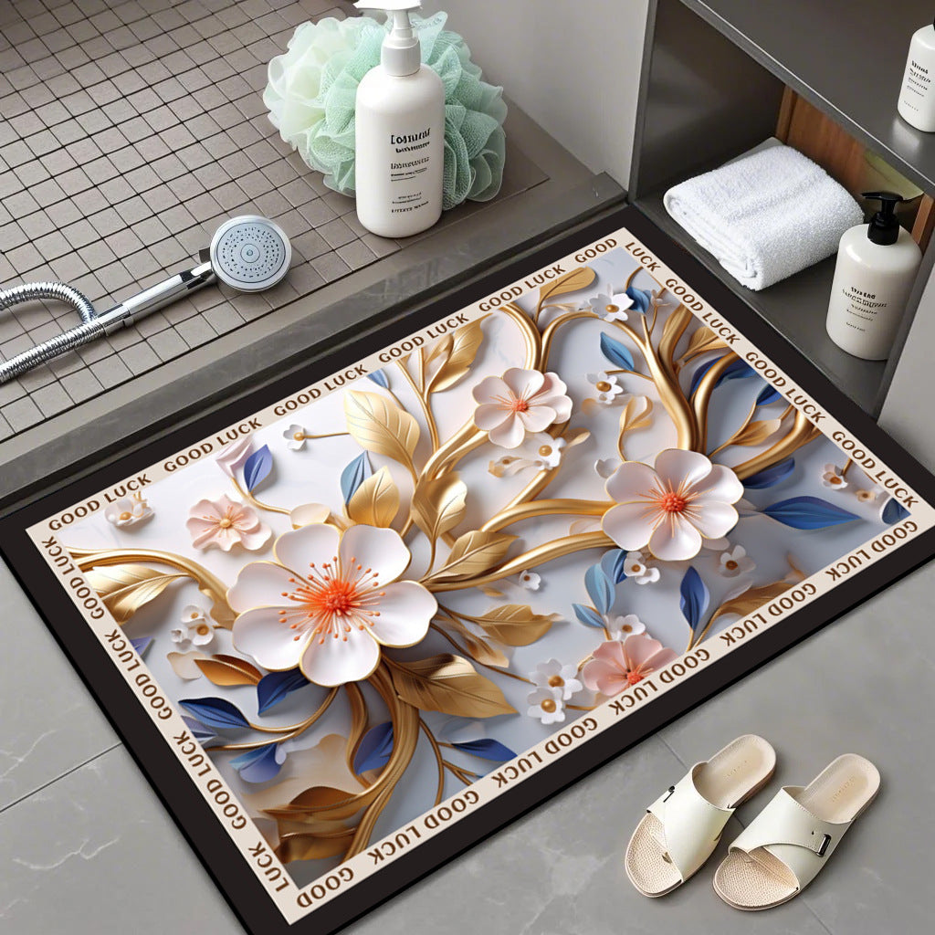Floral Patterned Comfort Bath Mat Kalsten