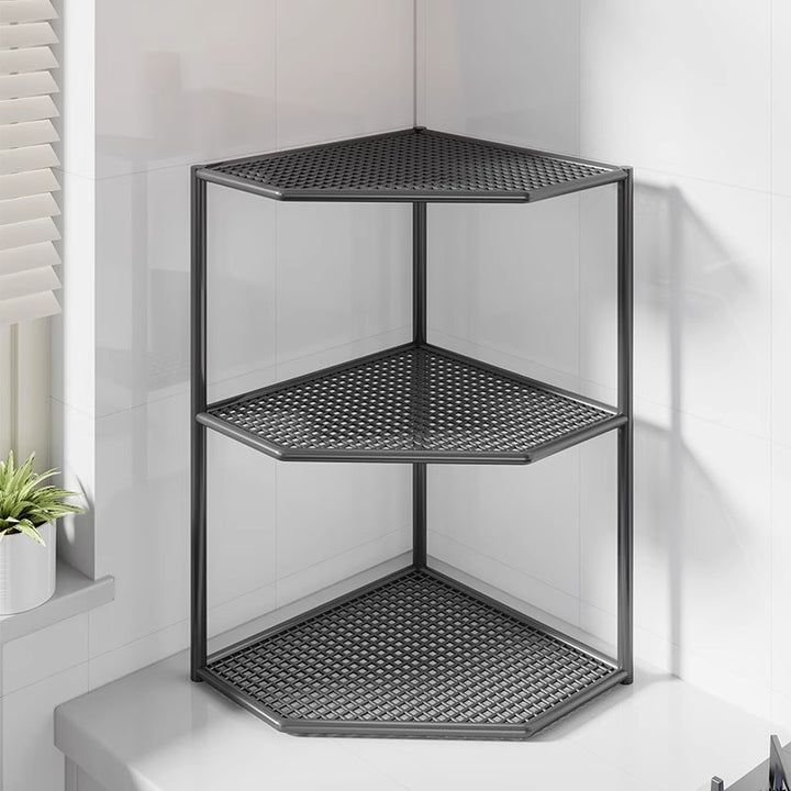 Three-Tier Corner Kitchen Countertop Organizer Shelf with Ventilated Metal Trays