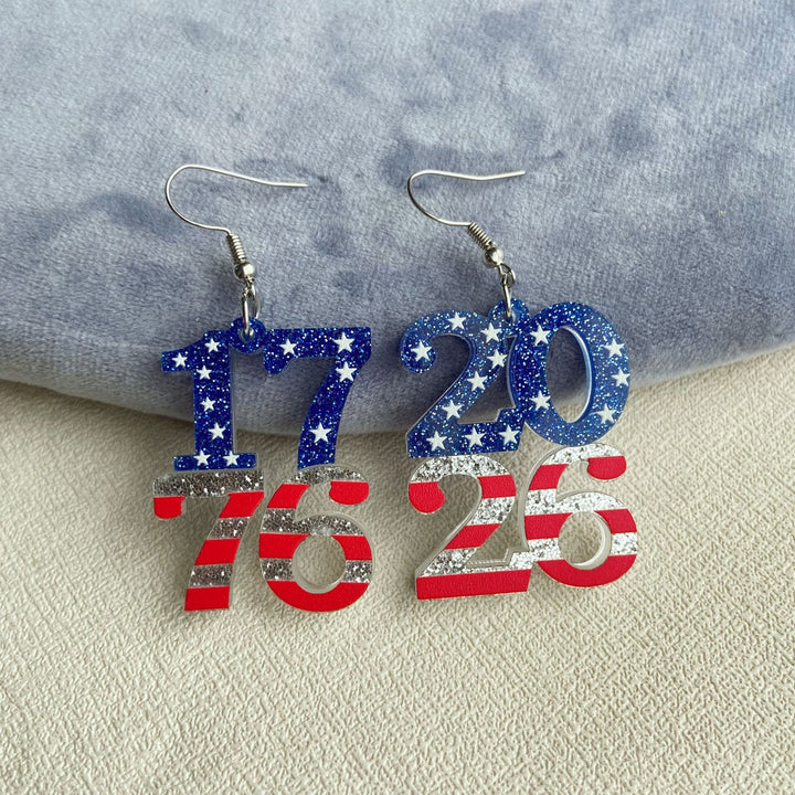 Women's eye-catching acrylic number earrings with sparkling star and stripe pendants Kalsten