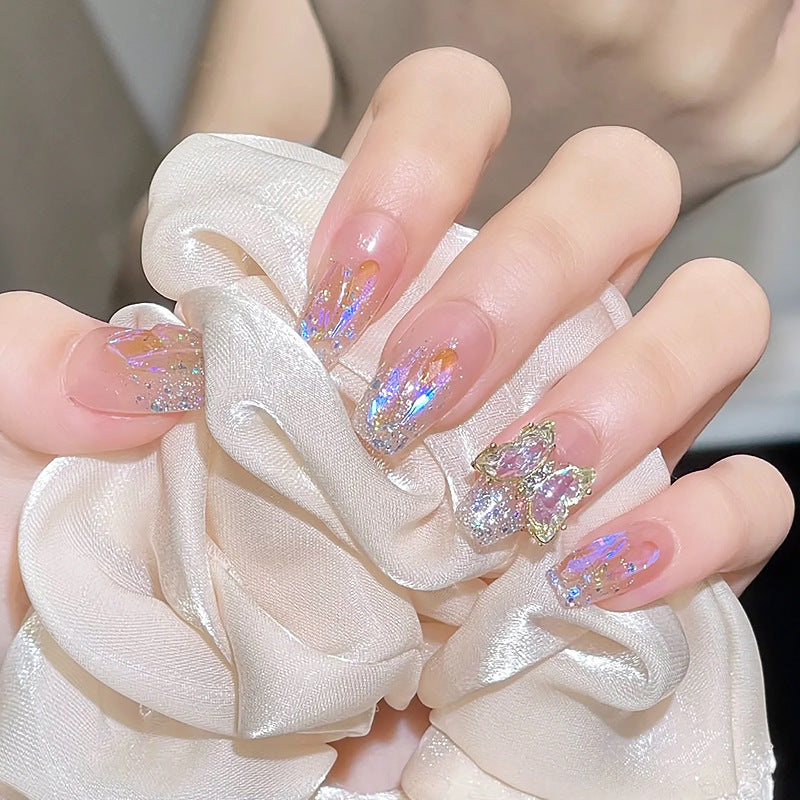 Elegant Rhinestone-Embellished Press-On Nails