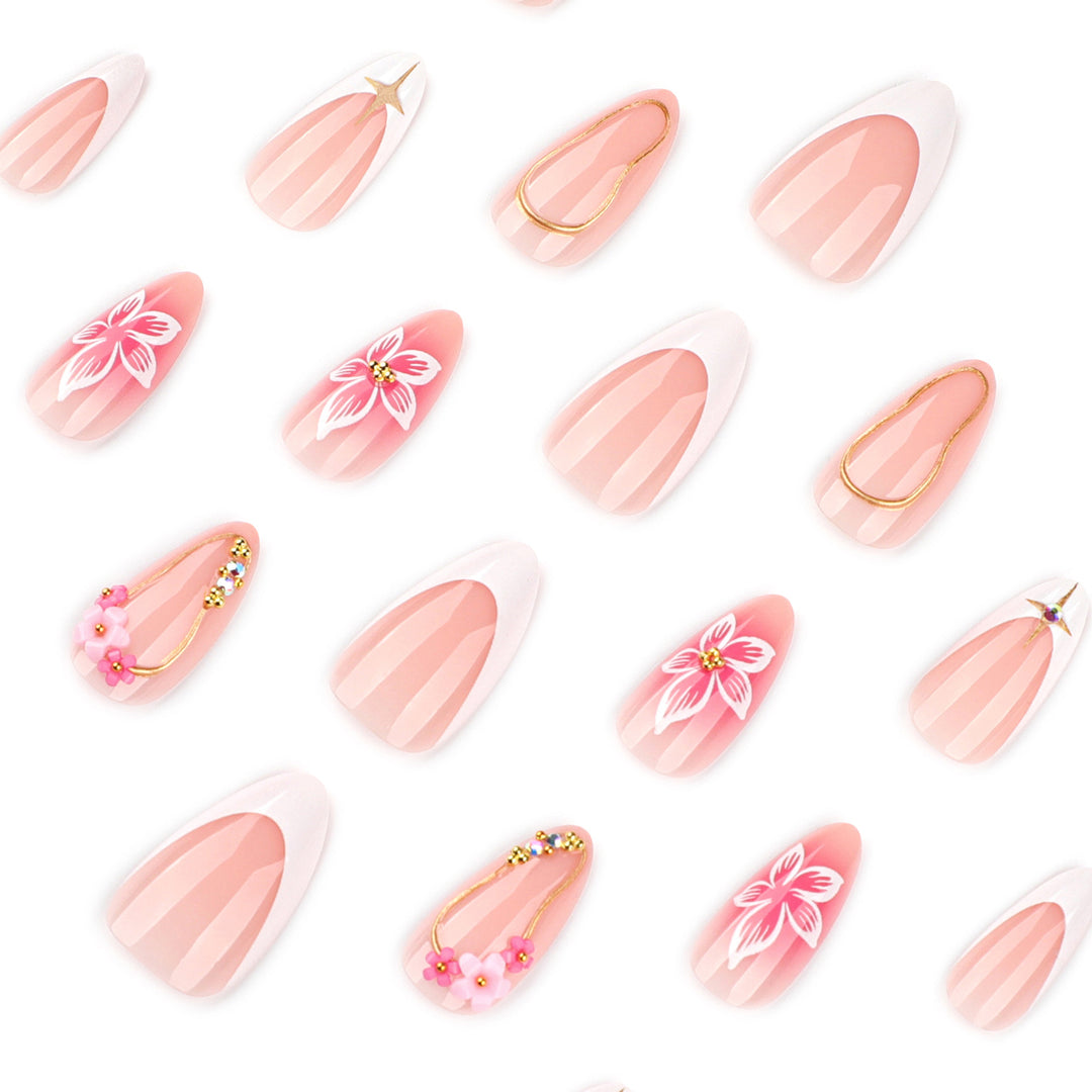 Artful Nail Extensions with Floral Accents Kalsten