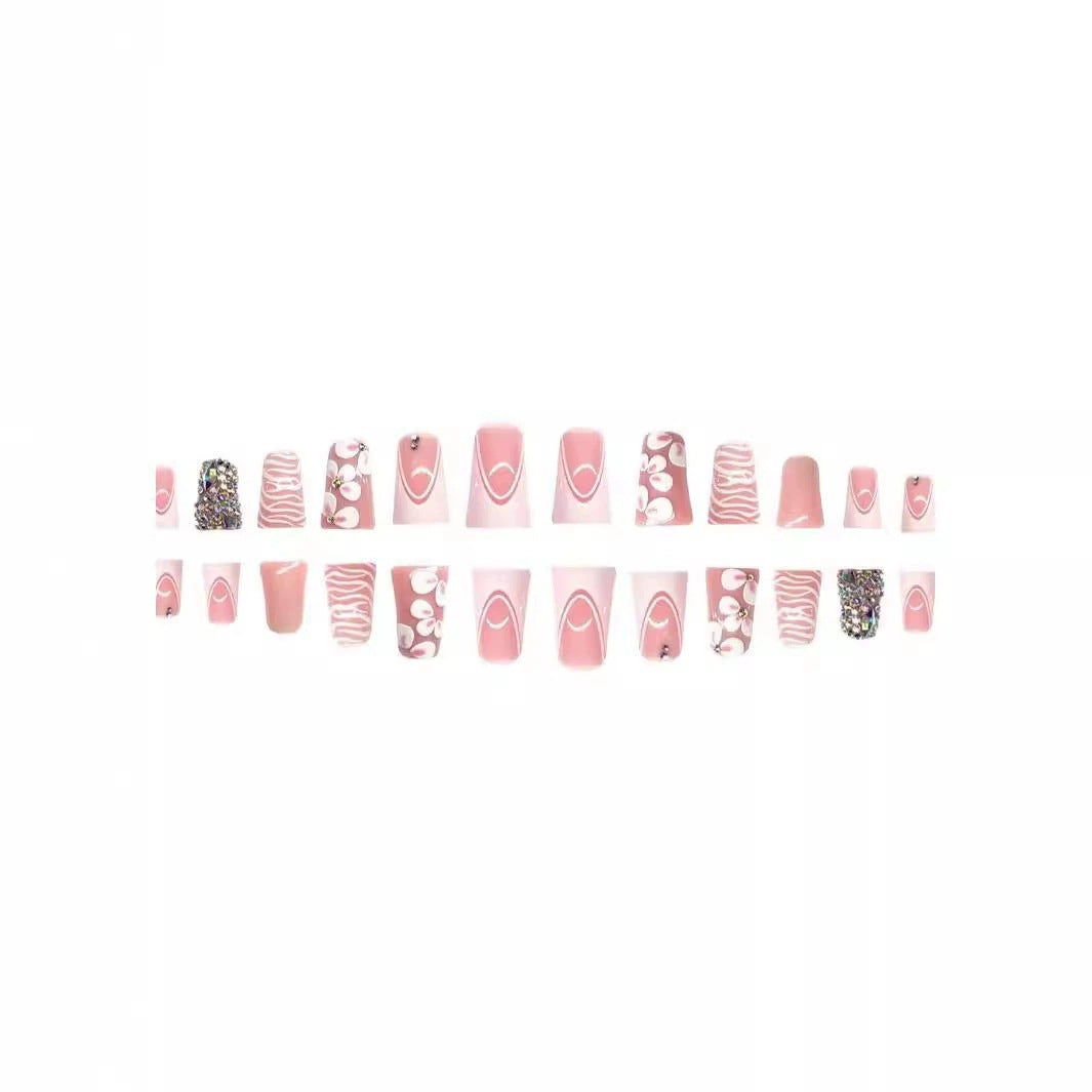 Decorative Press-On Nail Set with Rhinestone Accents Kalsten