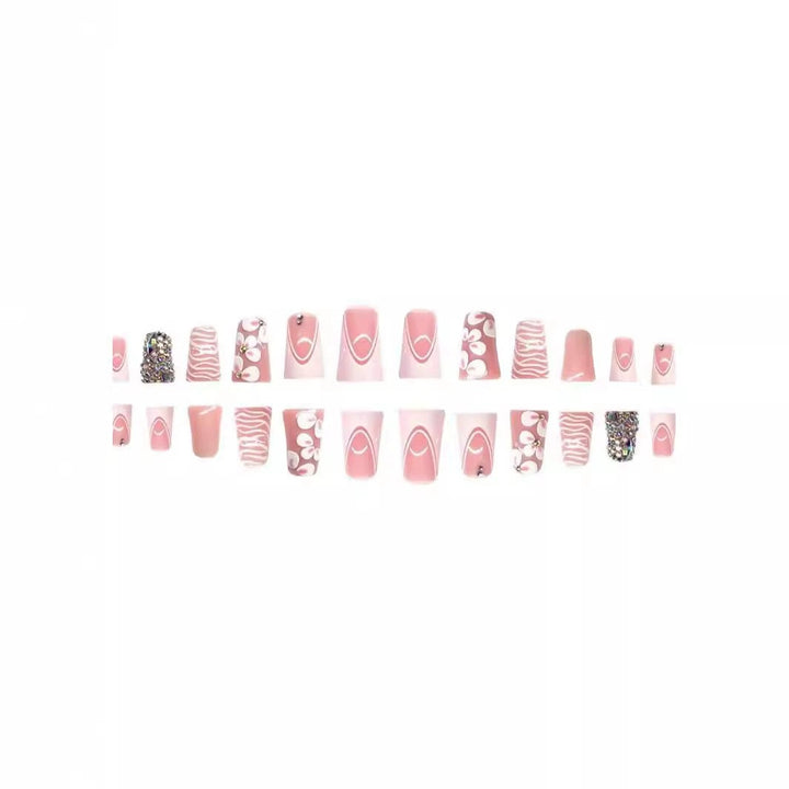 Decorative Press-On Nail Set with Rhinestone Accents Kalsten
