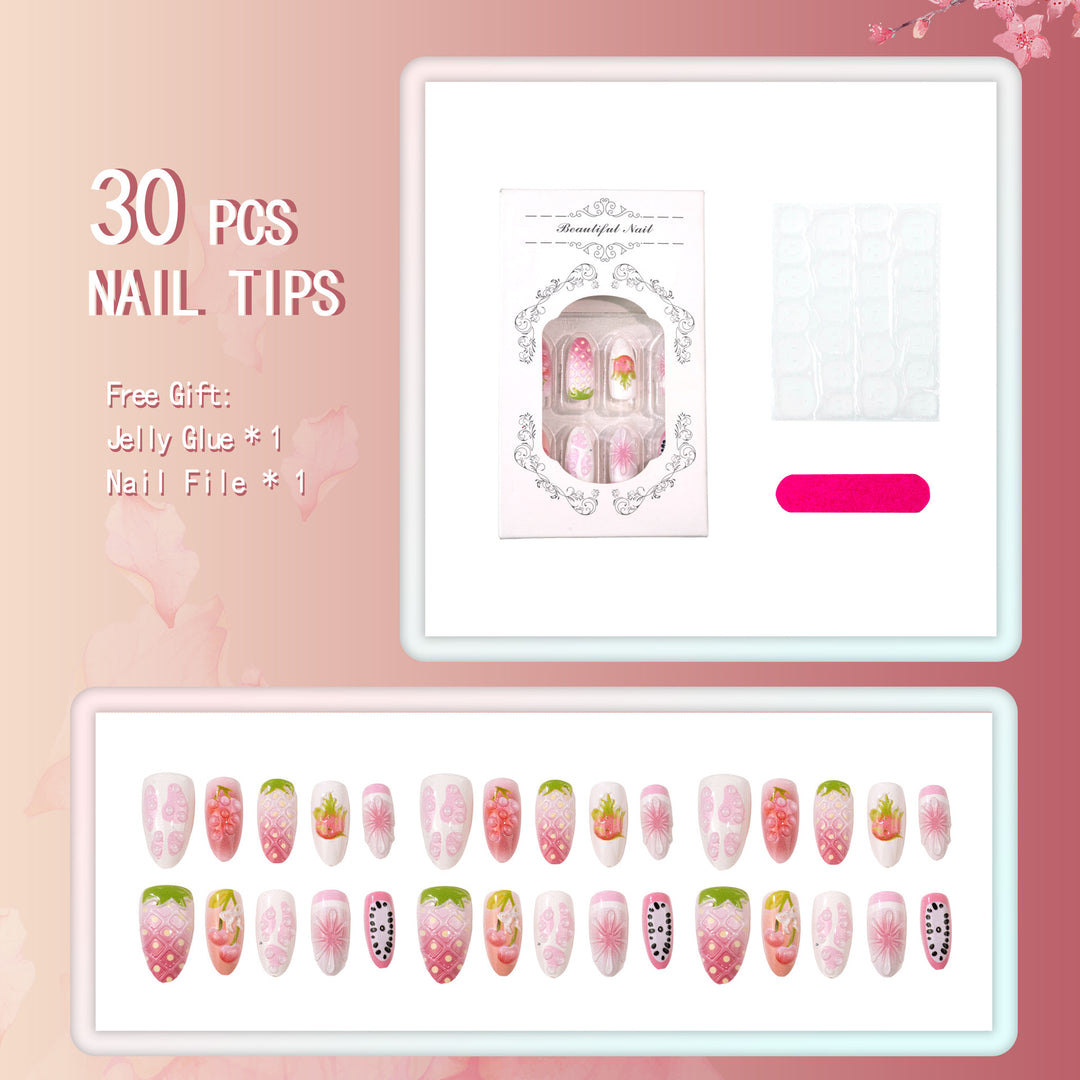 Fruit-Inspired Decorative Press-On Nail Art Set