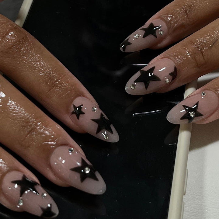 Star-Embellished Stiletto Nail Art Extensions Kalsten