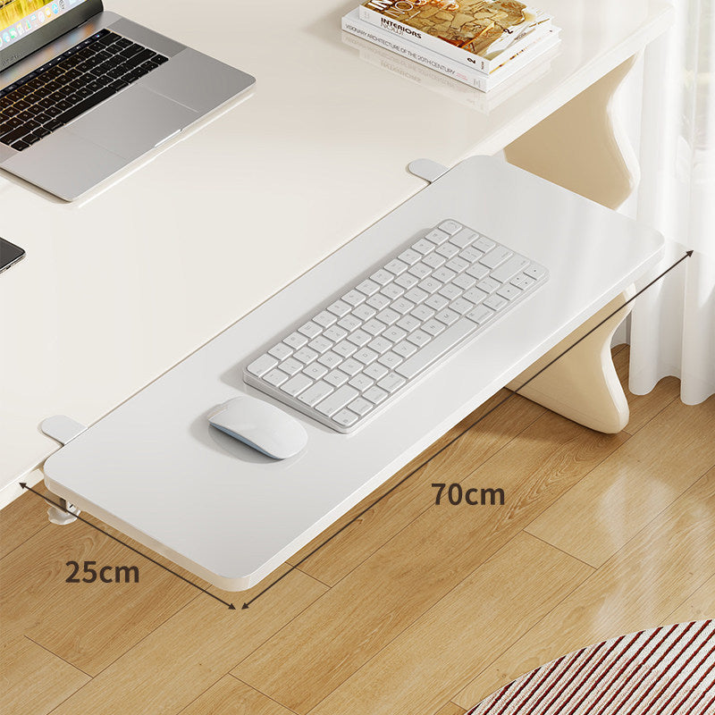 Under-Desk Bamboo Slide-Out Work Surface Clamp-Mounted Keyboard & Mouse Platform