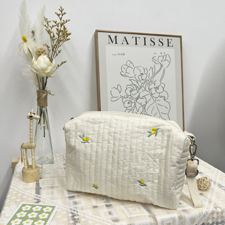 Quilted Insulated Changing Crossbody Bag with Teddy Applique