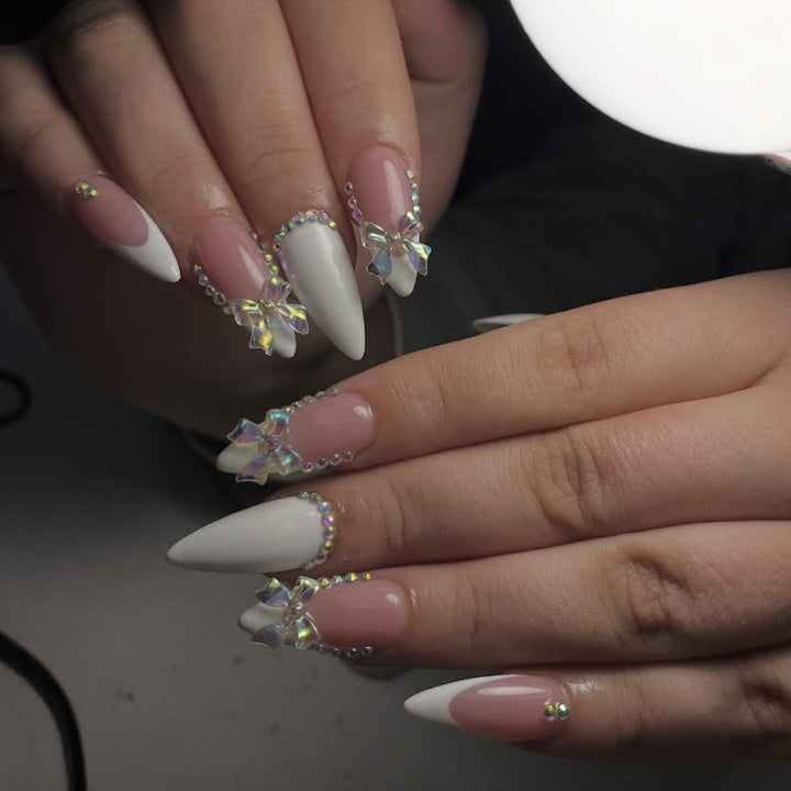Elegant Stiletto Nail Art Set with Gem Accents Kalsten