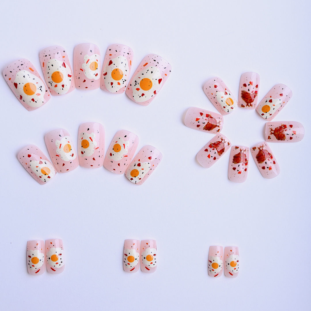 Artificial nails with playful breakfast motif Kalsten