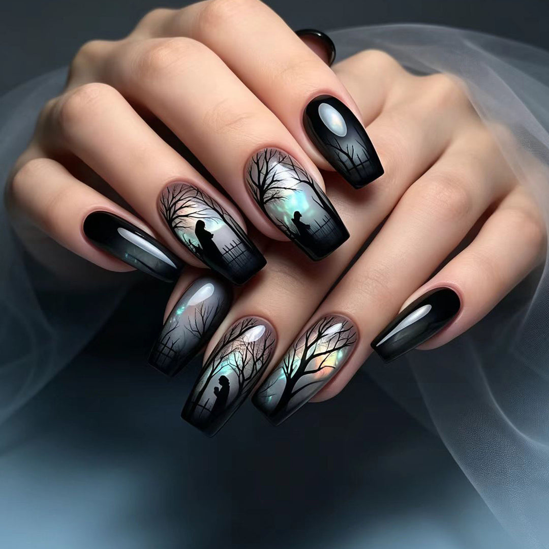 Artificial nails with mysterious forest design Kalsten